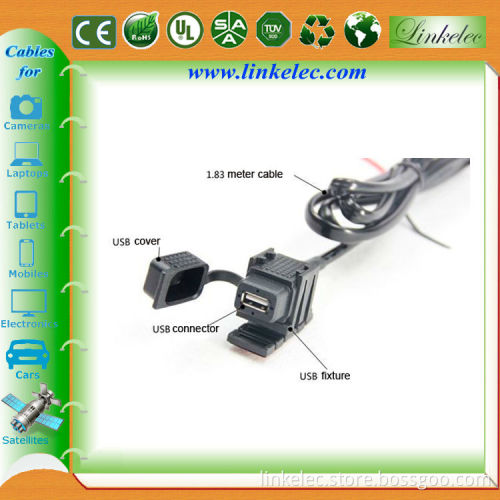 waterproof motorcycle car cigarette lighter usb mp3 player cable adapter